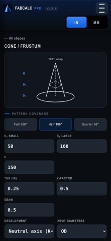 FabCalc: Flat Pattern DXF iPhone screenshot
