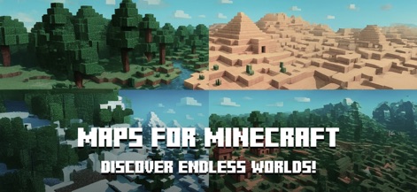 Mods for Minecraft PE ㅤ - La aplicación ofrece un vistazo a una variedad de mundos, desde densos bosques con ríos hasta vastos desiertos con pirámides, prometiendo a los usuarios exploración sin fin.