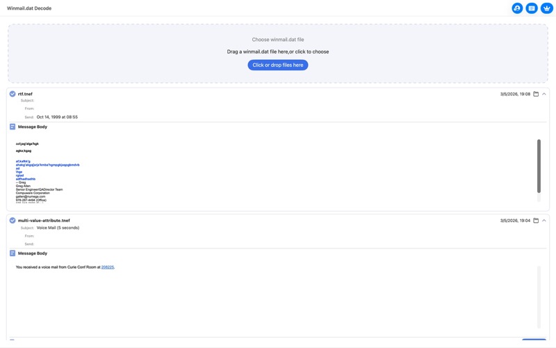Winmail.dat Decode iPhone screenshot