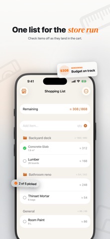 BuildCalc: Material Planner iPhone screenshot