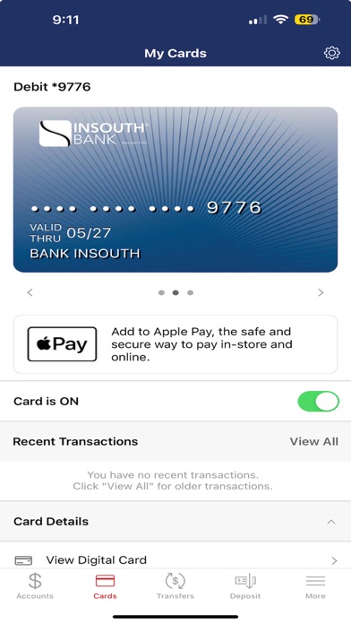 INSOUTH Bank Mobile Banking Screenshot