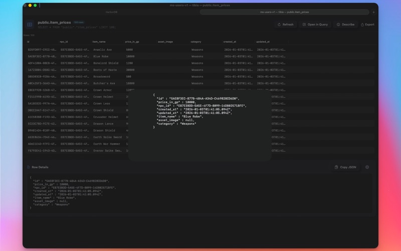 HarborDB screenshot