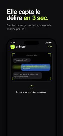 Capture d'écran de Chineur : Réponses Drague IA sur iPhone 2