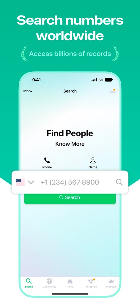 Who: Premium True Caller ID - Explore the global number search feature, allowing users to access billions of records and perform look-ups with a convenient country selector.