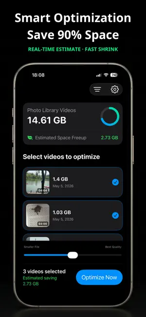 VideoZip: Lossless, -90% Space screenshot 2