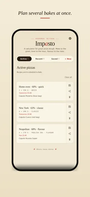 Impasto: Pizza Dough Planner screenshot 1