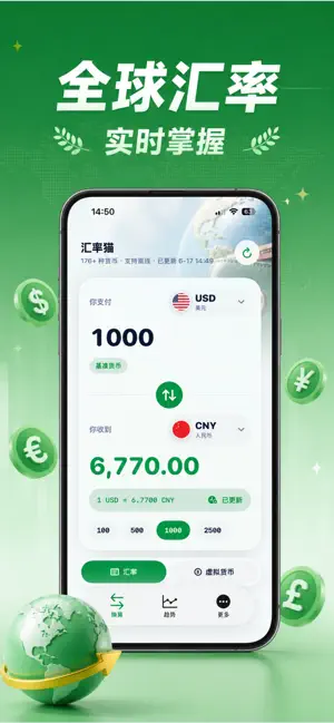 汇率猫 - 汇率计算器,实时汇率换算 截图