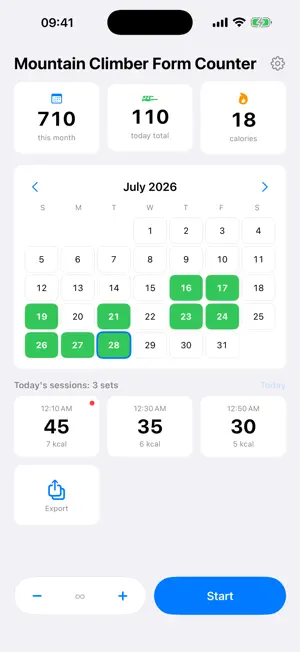 Mountain Climber Form Counter screenshot 2