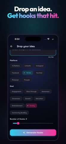 Viral Hook Generator: Hookly screenshot