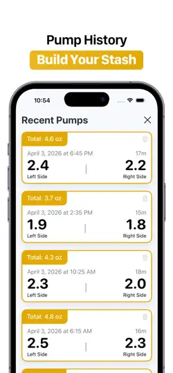 Captura de pantalla de Pumping Tracker: Milk Log en iPhone 3