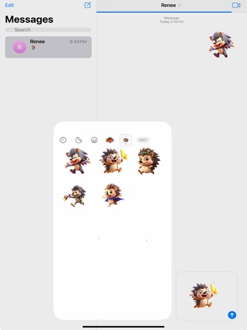 Hopping Hedgehog Stickers iPad screenshot