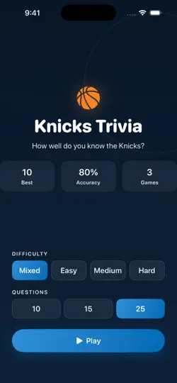Screenshot von Knicks Trivia auf dem iPhone 3