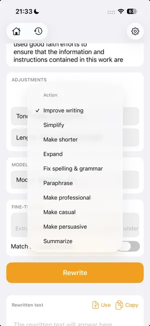 AI Rewrite: On-Device screenshot 2