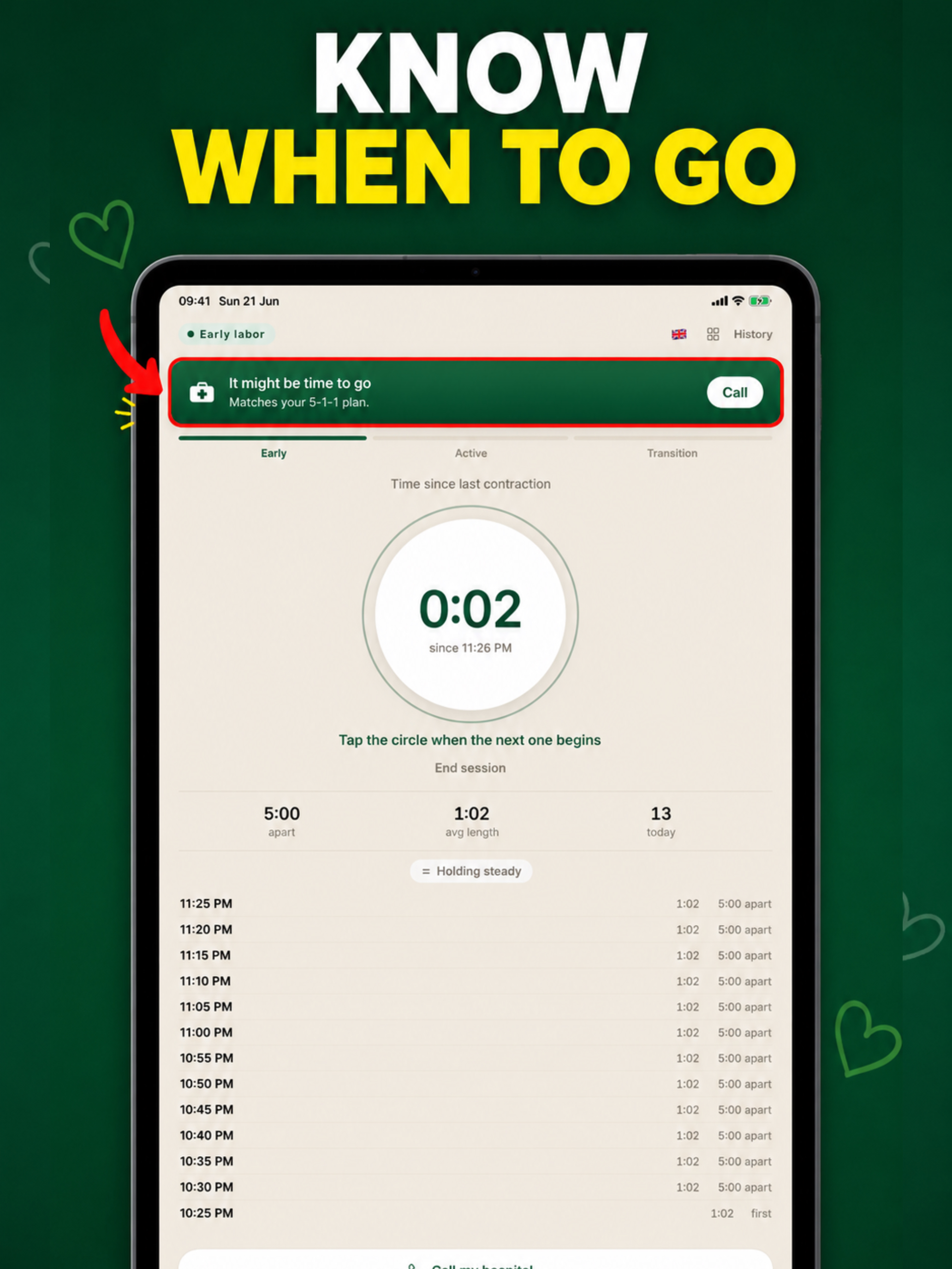 Contraction Tracker Timer 9m
