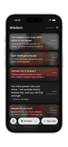 Wisdom - Note-Taking App iPhone screenshot