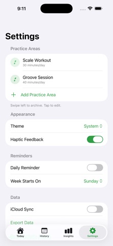 Bass Practice Log screenshot