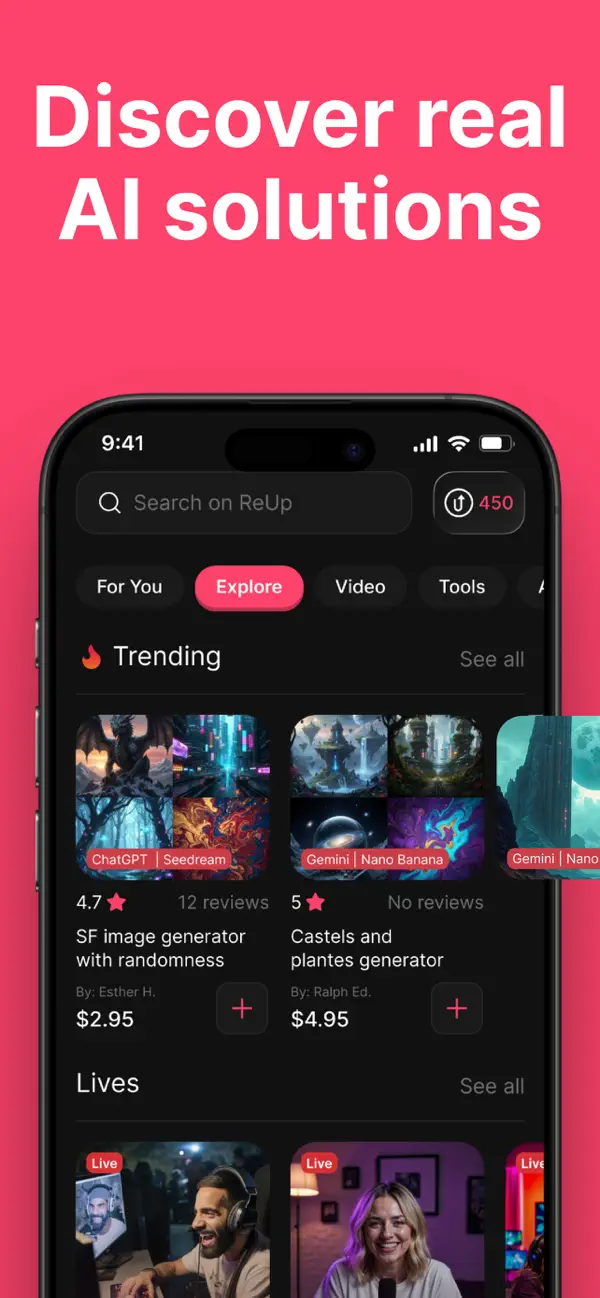Screenshot #2 pour ReUp — Live AI Projects