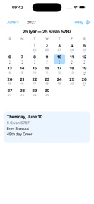 Original Jewish Calendar screenshot