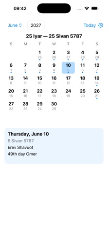 Original Jewish Calendar iPhone screenshot