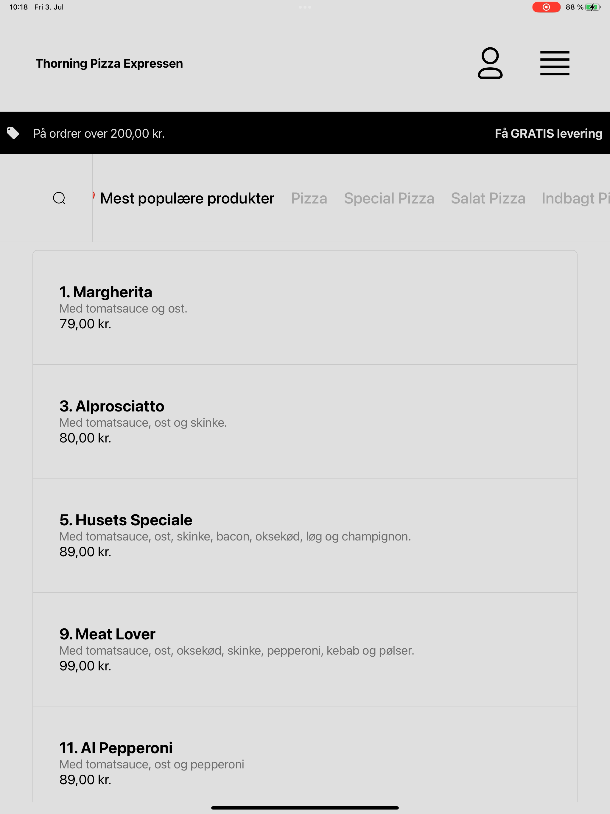 Thorning Pizza Expressen screenshot 13