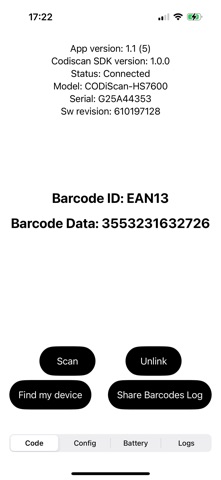 Codiscan SDK Sample Screenshot 3 of 7