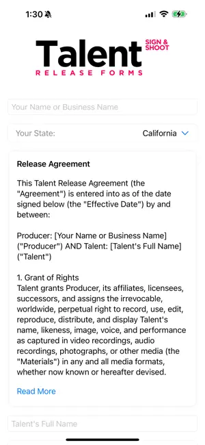 Talent Release Forms screenshot 1