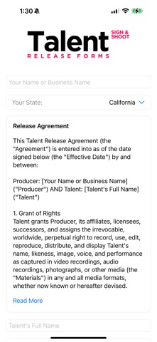 Talent Release Forms Screenshot 1 of 4