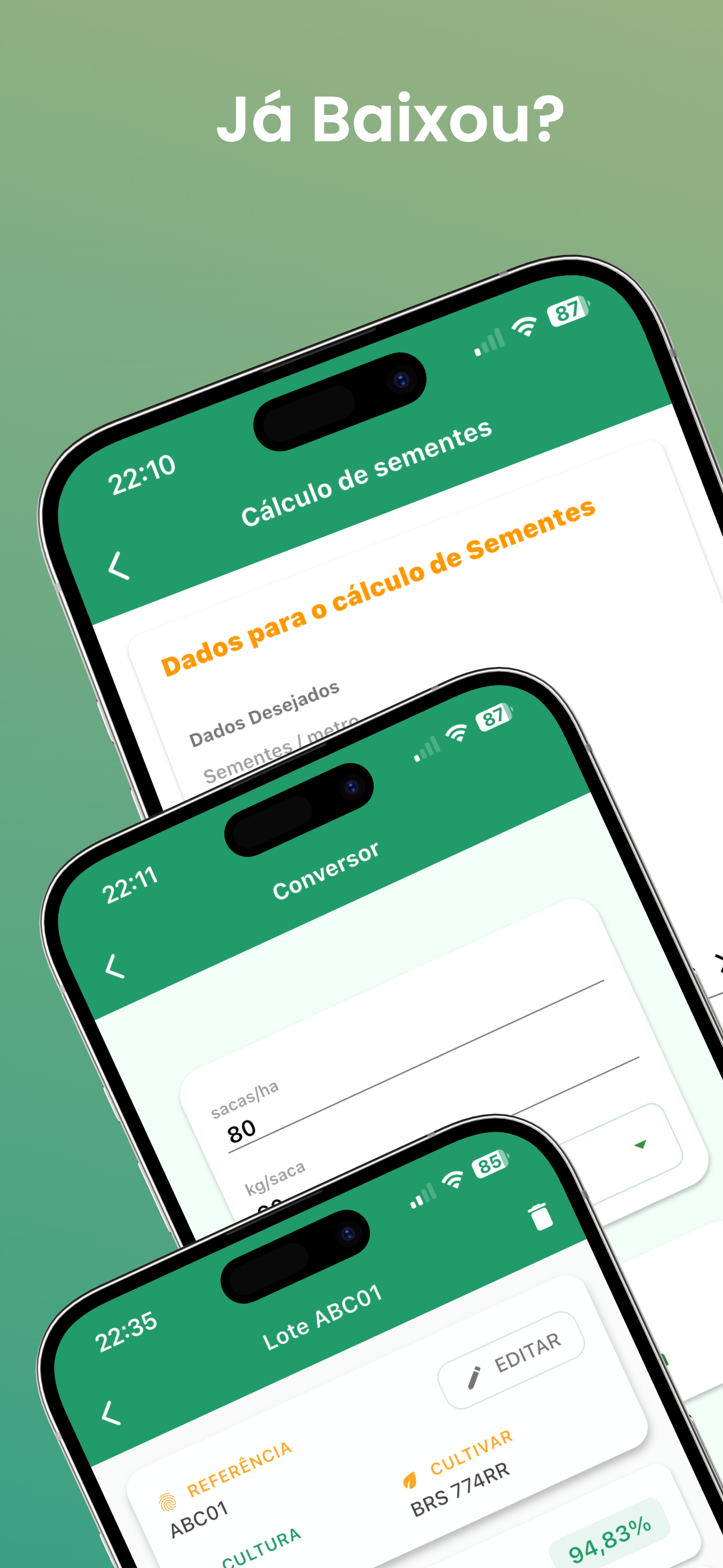Cálculos de Plantio