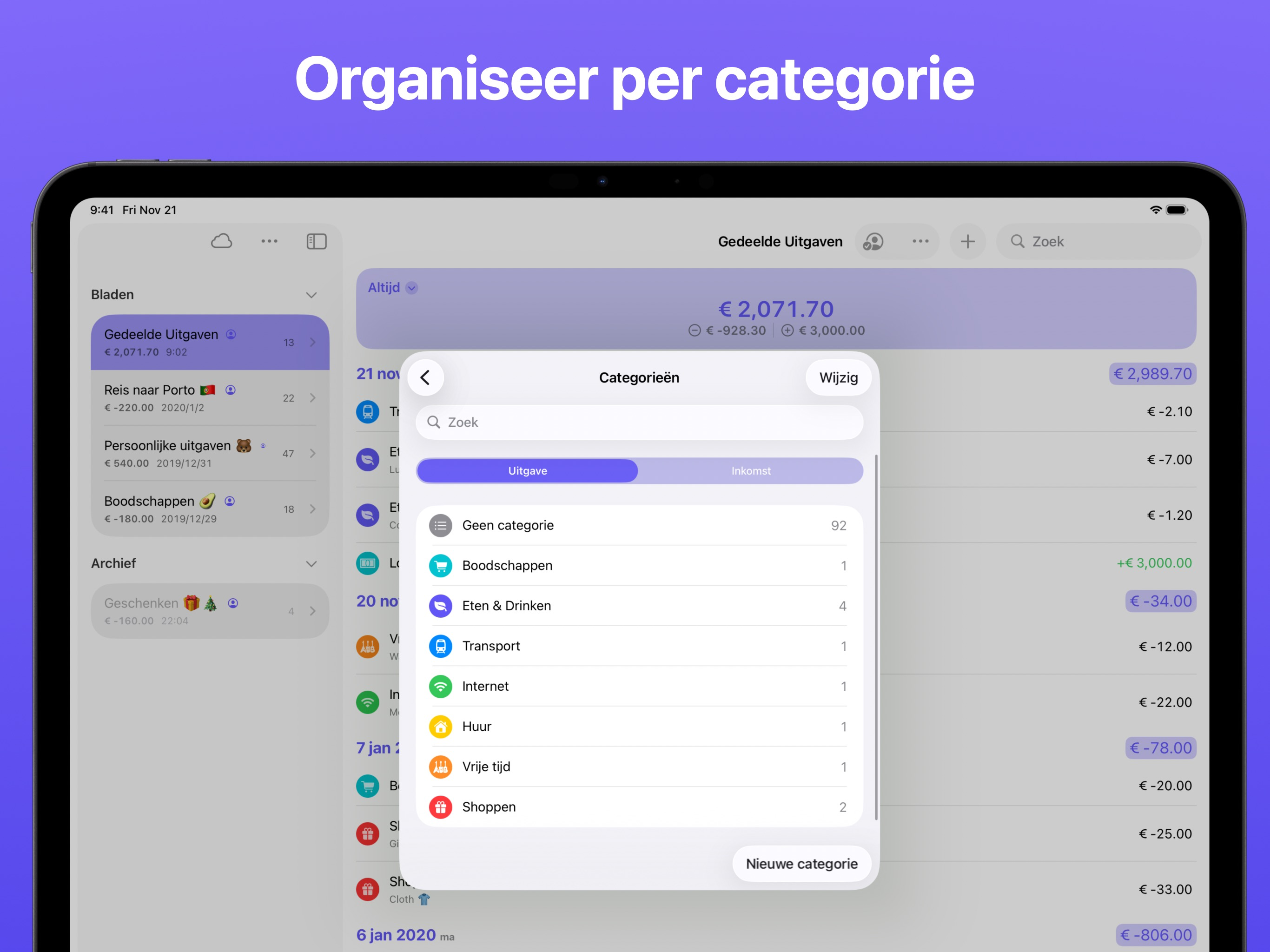 Expenses: Uitgaven bijhouden