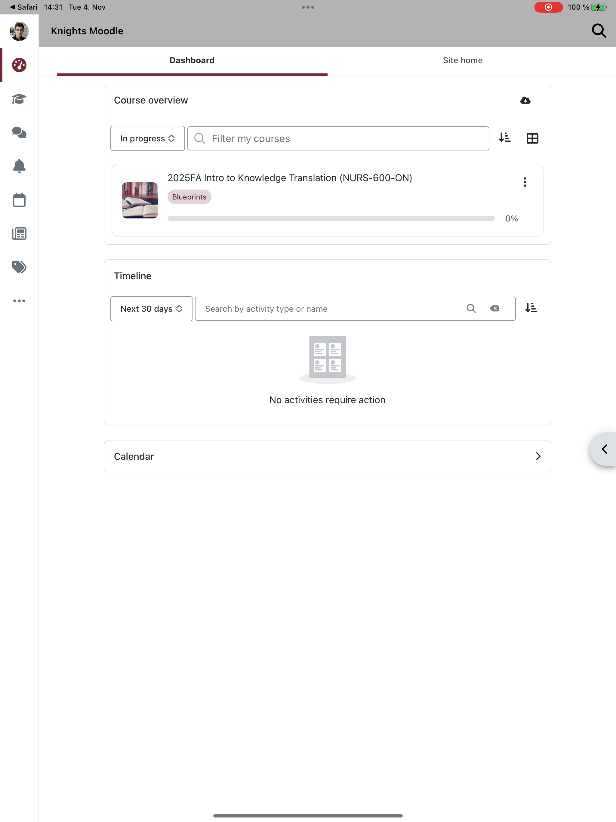 Bellarmine University Moodle screenshot 6