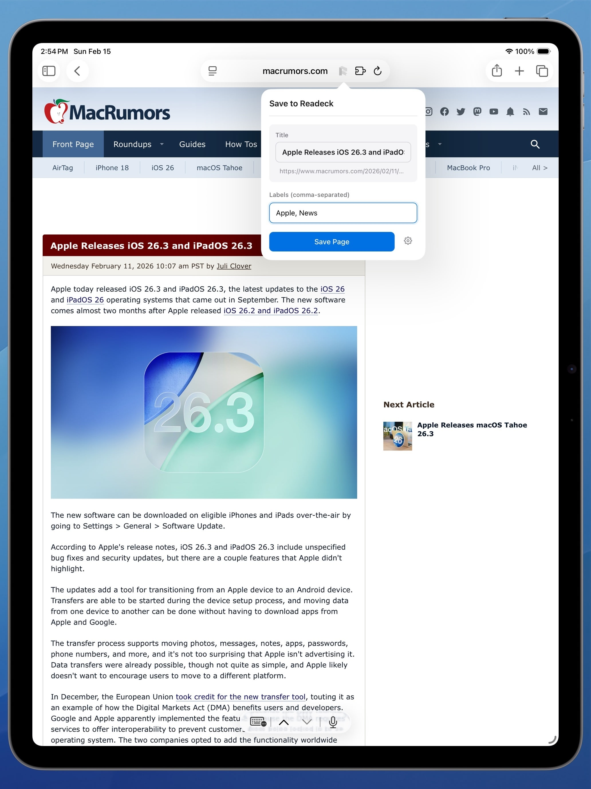 Save to Readeck