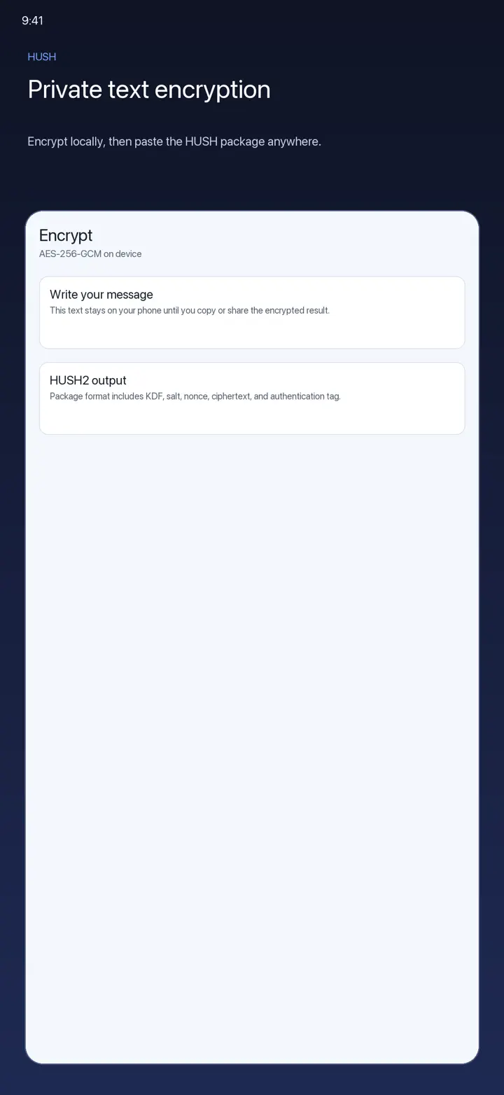Hush Secret Text iPhone 6.7" screenshot 1: Utilities