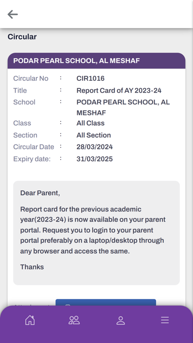 Podar Pearl Parent App Screenshot