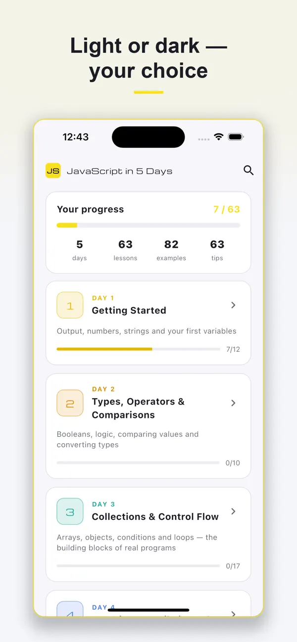 Screenshot #1 pour JavaScript in 5 Days