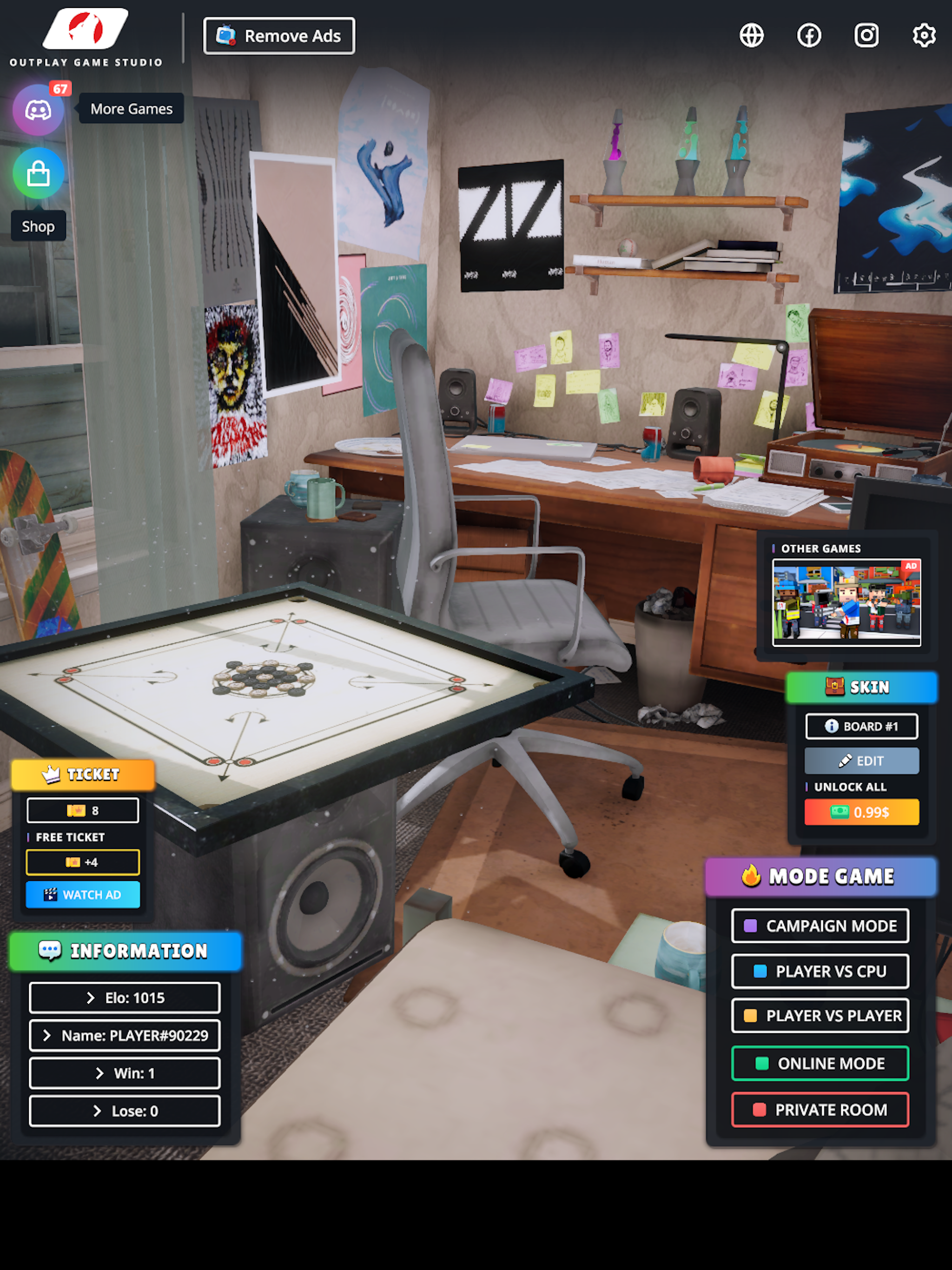 Carrom 3D Online