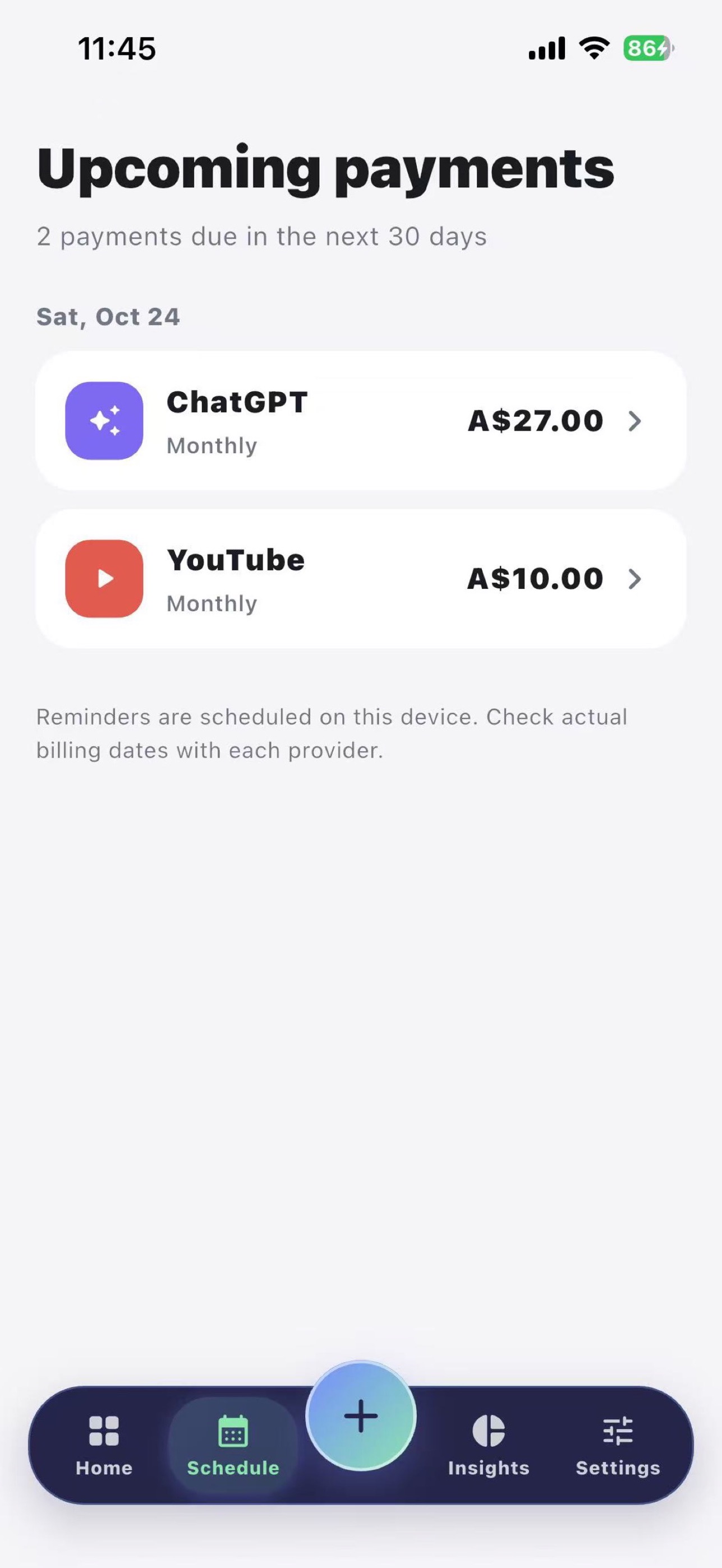 Screenshot 2 of Rymio - Subscription Tracker