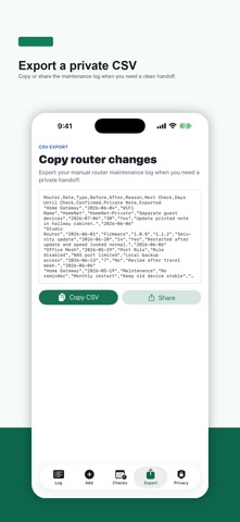 Router Change Log のスクリーンショット