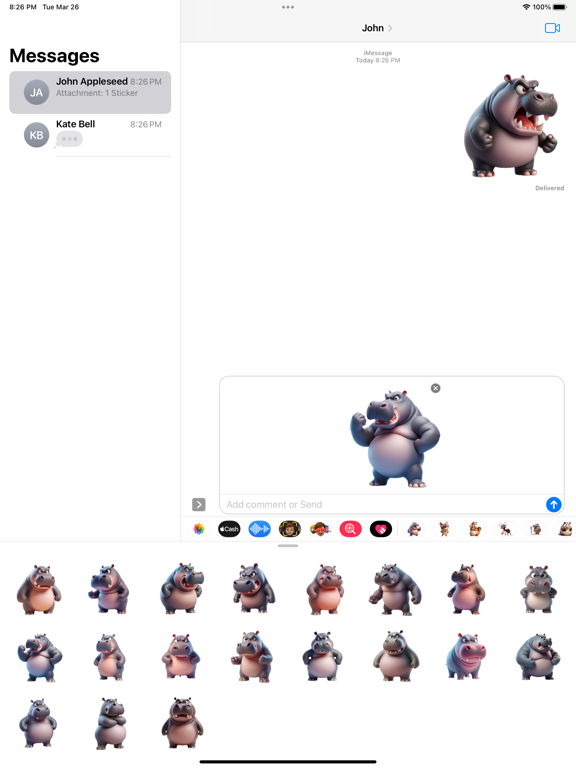 Screenshot #5 pour Angry Hippo Stickers