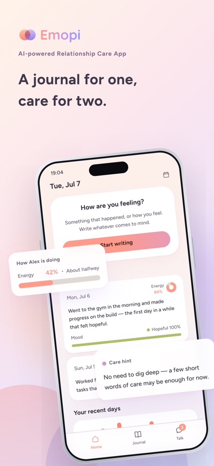 Emopi : Journal & Care for Two screenshot 1