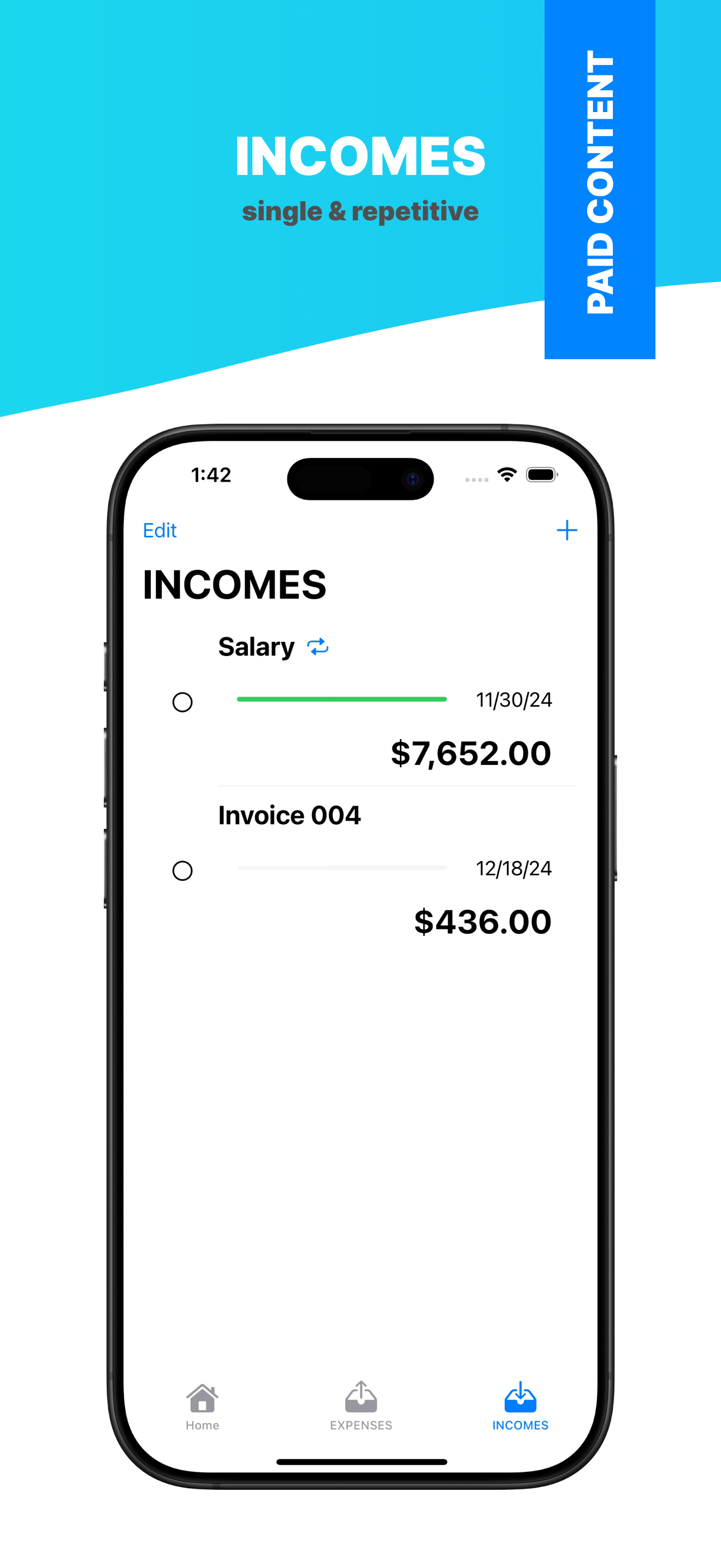 MoneyView: expenses & incomes