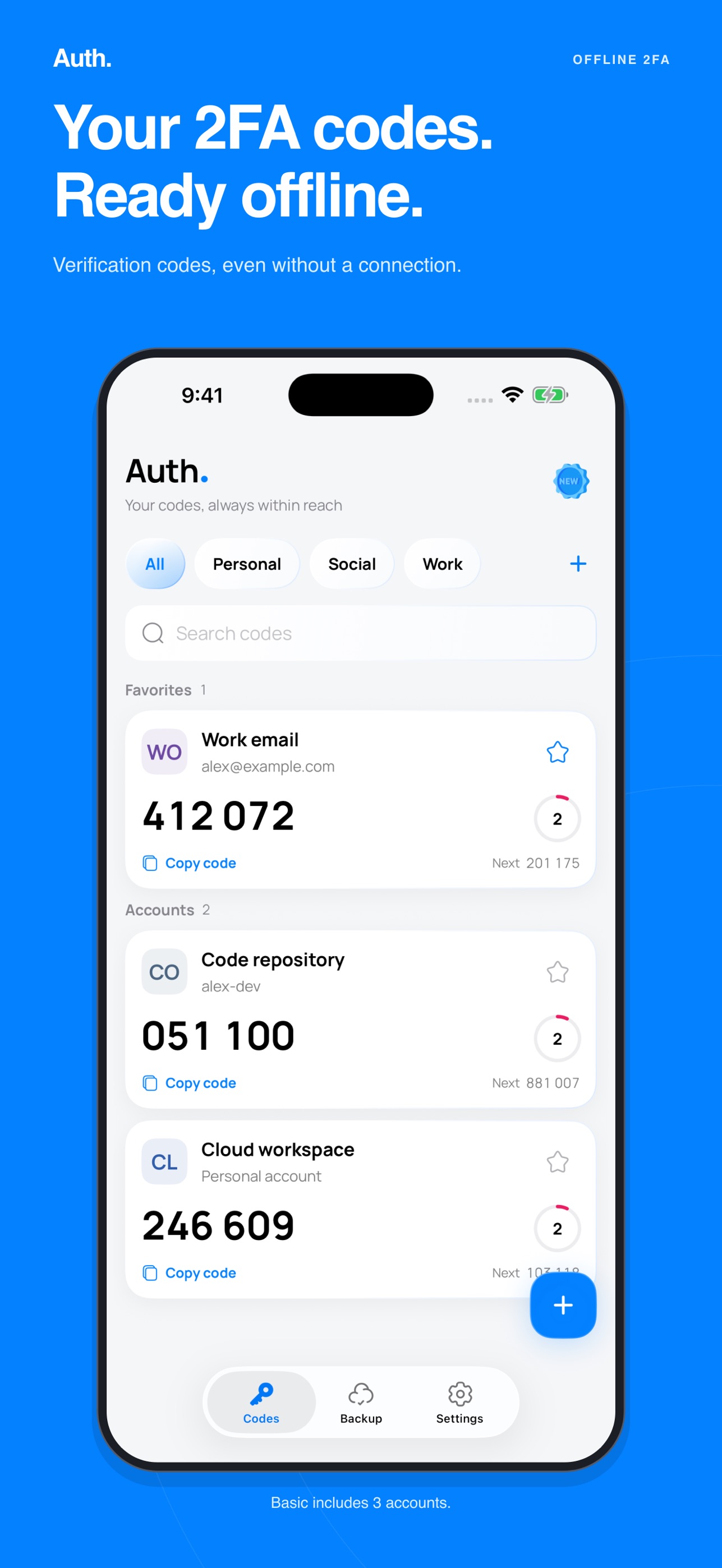 Screenshot 1 of Auth. - Authenticator 2FA
