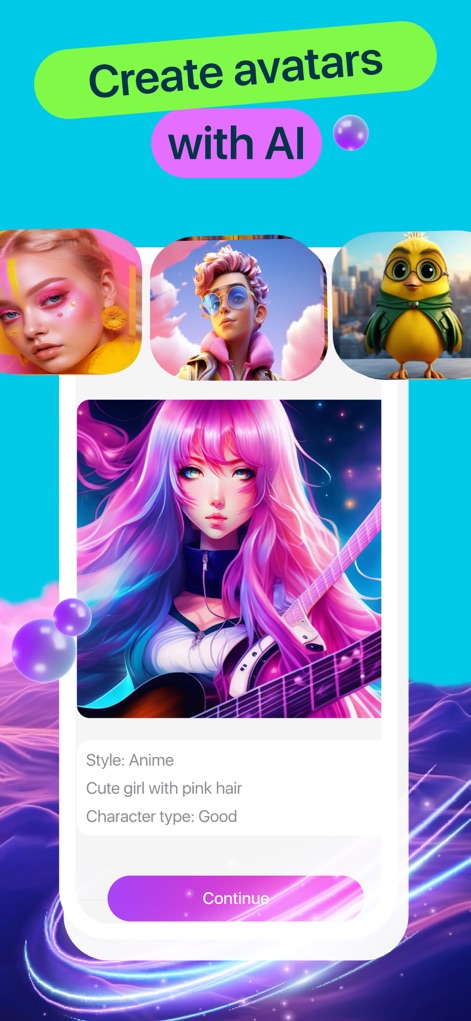Video Chat - Mira - Users can unleash their creativity by generating unique AI avatars, choosing styles such as 'Anime' and defining character types with ease.