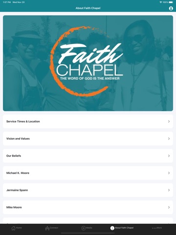 Faith Chapel App iPad screenshot