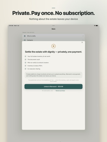 Afterword: Estate Executor iPad screenshot