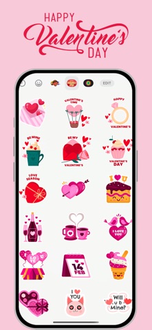 Valentine's Cute Love Stickers iPhone screenshot
