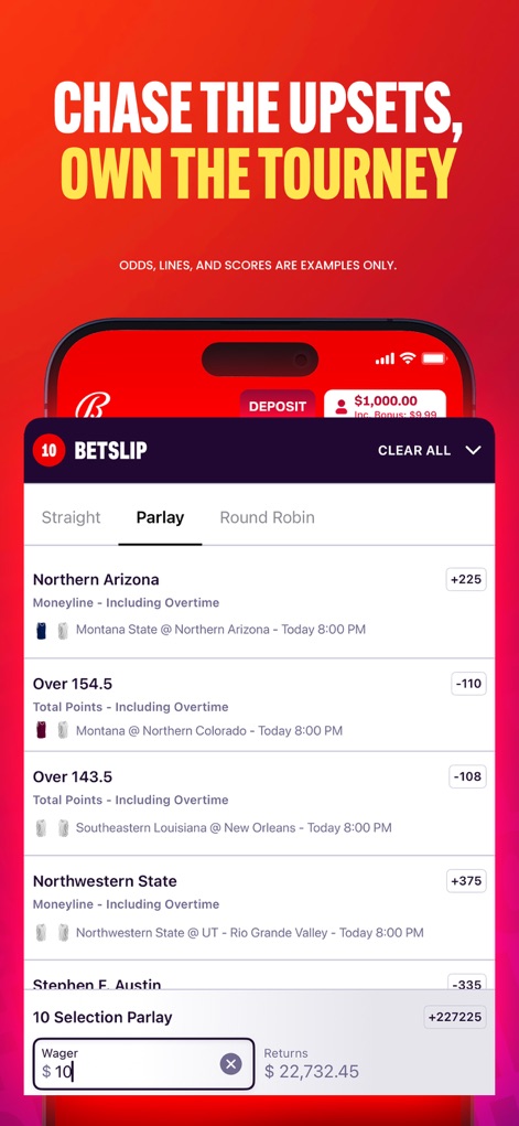 Bally Bet Sportsbook & Casino - Users can strategically build complex wagers using the intuitive 'Parlay tab' on the betslip, allowing for 'multiple selections' to be combined for larger potential returns.