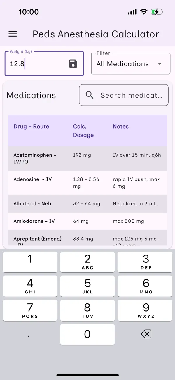 Screenshot #2 pour Pediatric Anesthesia Calc