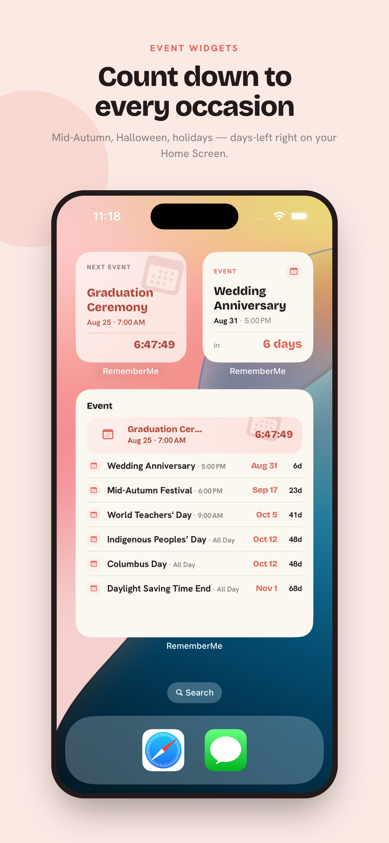 RememberMe - Countdown, Widget screenshot 3