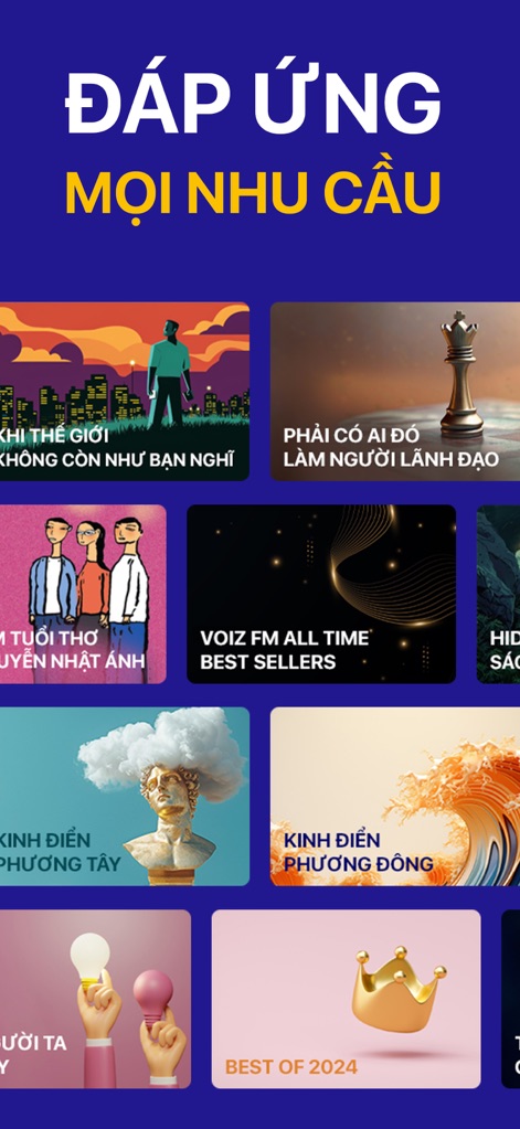 Voiz FM - Sách nói & Podcast - Explore thoughtfully curated content sections such as "VOIZ FM ALL TIME BEST SELLERS" and specialized thematic collections to match individual preferences.