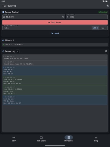 UDP TCP Sender & Receiver iPad screenshot 7